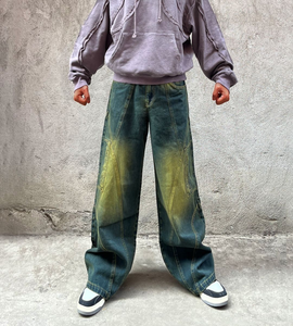 Jean cargo ample délavé style Y2K pour homme 2026 – Pantalon en denim dégradé streetwear décontracté - Product Image 2