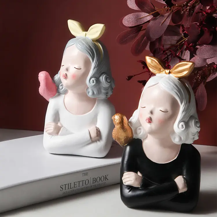 Dropship Escultura De Resina Moderna Cute Girl Statue Surprise Birthday Gift For Girlfriend