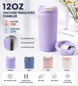 แก้วเก็บความร้อนแบบพกพา สแตนเลส 304 ปราศจากสาร BPA ขนาด 12 ออนซ์ ผนังสองชั้นสุญญากาศ พิมพ์โลโก้ได้ตามต้องการ เหมาะสำหรับเล่นกีฬา - Product Image 5