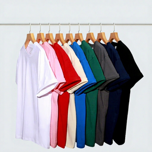 Heavyweight 220G Pure Cotton Men's T-Shirt Solid Color Loose Fit Round Neck Short Sleeve Jersey <b>Base</b> <b>Layer</b> Wholesale Customized - Product Image 1