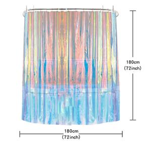 <span class=keywords><strong>Rideau</strong></span> <span class=keywords><strong>de</strong></span> <span class=keywords><strong>douche</strong></span> moderne <span class=keywords><strong>de</strong></span> luxe couleur laser irisé avec oeillets et crochets Matériau PEVA Imprimé numérique Design moderne pour fête - Product Image 3