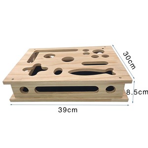 Boîte à gratter pour chat en bois, jouet ludique labyrinthe carré pour chat, jouet d'auto-entretenissement anti-stress, boîte labyrinthe en bois - Product Image 6