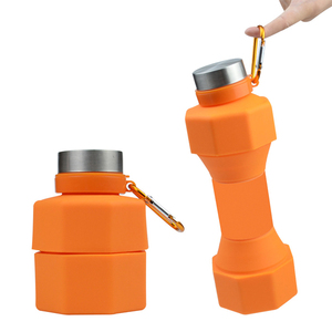 <b>Dumbbell</b> Shaped Silicone Foldable Water Bottle Portable BPA Free Leakproof Space Saving for Fitness Travel Outdoor - Product Image 3