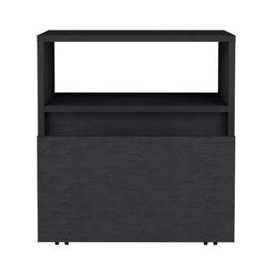 Nightstand 20 H With One <b>Open</b> Shelf 1 Drawer And Casters Black - Product Image 4