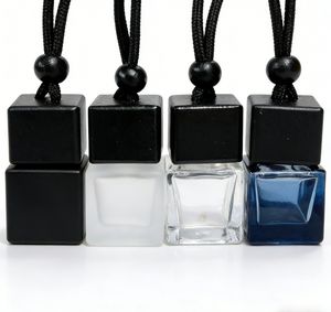 Botella de Perfume de Vidrio Cuadrada Vacía de 8 ml, Transparente, Esmerilada, Negra, Azul Oscuro, para Difusor de Aromatizante de Aire para Automóvil, con Tapa de Madera - Product Image 6