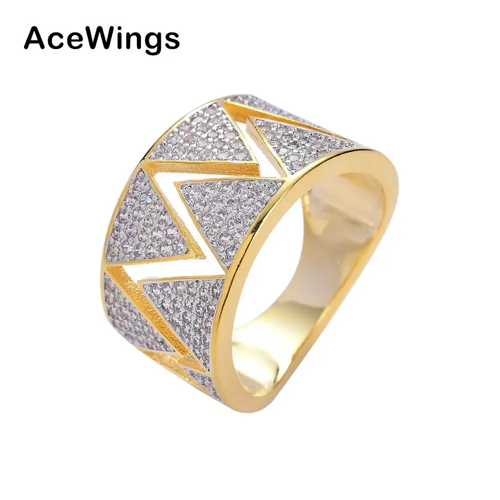 R008 New Gold Copper Brass mirco setting CZ stone Hip Hop Ring All Iced Out CZ Stone Rings for men women