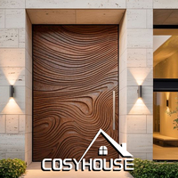 Porte d'entrée double asymétrique de luxe en aluminium moulé Cosyhouse avec feuilles active et passive pour villa moderne