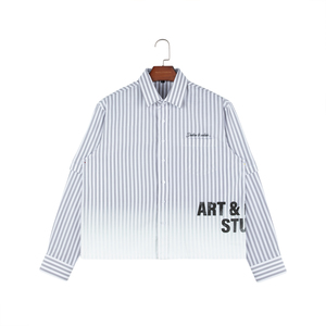 Camisa de manga larga a rayas DTG de algodón 100% con logotipo personalizado <span class=keywords><strong>para</strong></span> hombre, <span class=keywords><strong>camisas</strong></span> informales <span class=keywords><strong>bordadas</strong></span> con estampado cuadrado y cuello cuadrado <span class=keywords><strong>para</strong></span> hombre - Product Image 1