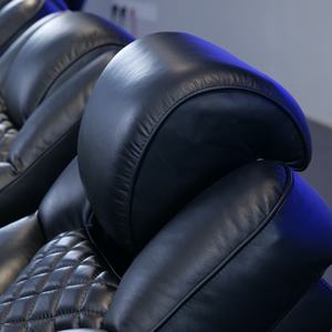 Fauteuil inclinable italien moderne pour cinéma maison entièrement noir Accoudoirs électriques en métal massif Mobilier de cinéma alimenté par massage en cuir véritable - Product Image 5