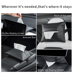 Popular Caja de pañuelos de cuero Nappa para coche, soporte universal para visera, reposabrazos o respaldo del asiento, organizador de servilletas para coche - Product Image 4