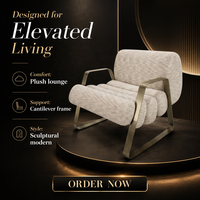 Fauteuil lounge contemporain italien de luxe léger avec coussin tubulaire |   Fauteuil lounge cantilever, fabrication directe usine, pour espaces contractuels