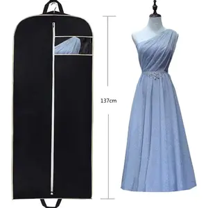 Custom With Logo Zipper Pocket Duffel Non-woven Oxford Nylon Gusseted Carrier Travel Suit Garment Bags For Wedding Dresses Cover