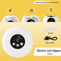 Coupe-ongles électrique avec écran numérique, 3 vitesses réglables, 2-en-1 coupe-ongles et polisseur, recharge USB, lumière LED, collecteur de poussière pour ongles