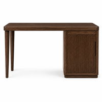 Bureau d'écriture en bois avec armoire de rangement à portes cannelées et pieds coniques, table d'ordinateur pour petit espace, bureau à domicile, salle d'étude