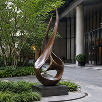 Grande sculpture abstraite en bronze en forme de flamme, art moderne en métal poli pour la décoration extérieure de jardins, hôtels, places publiques et paysages commerciaux