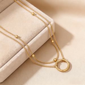 Collar de Acero Inoxidable 316L con Colgante de Corazón y Mariposa Chapado en Oro de 18K, Diseños de Joyería de Moda, Venta al por Mayor - Product Image 5