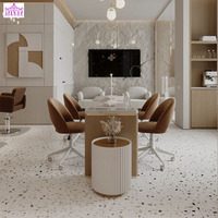 Ensemble de table et de chaises de manucure Speway, luxe, double place, plateau en marbre blanc, fournitures pour ongles usagées