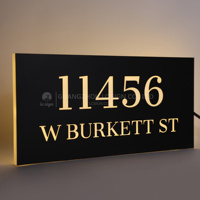 Plaque de porte lumineuse personnalisée à LED pour numéro de maison, panneau d'adresse rétroéclairé moderne, étanche, pour affichage mural extérieur de maison ou villa