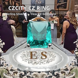Anillos de Boda de Plata de Ley S925 para Mujer CZCITY, Joyería Clásica Auténtica para Compromiso y Regalo con Triángulo de Circonita Cúbica Transparente y Diamante - Product Image 3