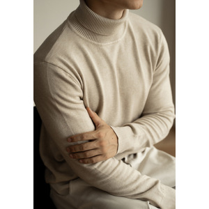 High Quality Knitted Custom Design <strong>Turtleneck</strong> <strong>Mens</strong> Fitted <strong>Black</strong> Plain Wool Lyocell Knit Sweater - Product Image 6