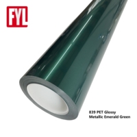 Vinilo Adhesivo Metalizado Verde Esmeralda Super Brillante, Rollo de Vinilo TPU para Decoración de Automóviles con Reparación Térmica