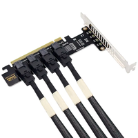 Kartu Splitter PCIe 4.0 ke 4-Port U.2 NVMe SFF-8643/SFF-8639 untuk PCIeX16