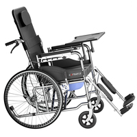 Fauteuil roulant manuel Cansera modèle 83, prix d'usine, entièrement inclinable, léger, pliable, cadre en acier, avec toilette et table, noir