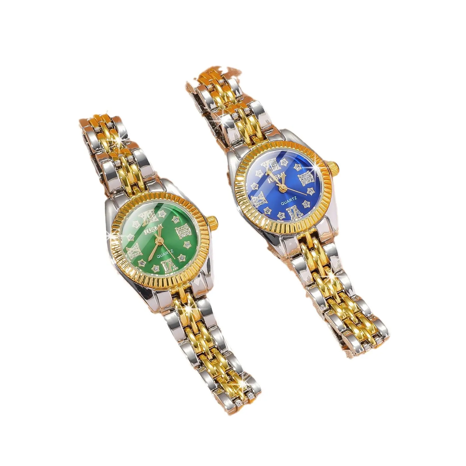 Nuovo orologio da donna al quarzo Aurora Shell Diamond Stars Roma face con cinturino in oro e acciaio