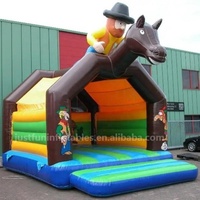 Château rebondissant de videur gonflable de maison de cavalier commercial de moonwalk de cowboy