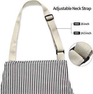 Đầu bếp Tạp dề 2 Gói Nhà Bếp Nấu Ăn Tạp dề, có thể điều chỉnh BIB mềm đầu bếp tạp dề với 2 túi cho nam giới Phụ Nữ (màu Đen/Nâu sọc) - Product Image 3