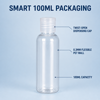 Flacon applicateur souple en PET de 100 ml pour teinture capillaire, shampoing, emballage cosmétique, avec bouchon distributeur à torsion et bouchon à vis, vente en gros