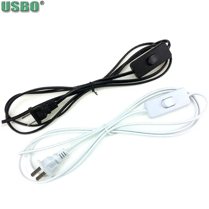 블랙 화이트 PVC 구리 미국 EU AC 전원 코드 303 버튼 스위치 온라인 케이블 LED 에너지 절약 전구 전원 케이블 1.8m