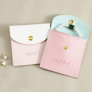 กระเป๋าใส่เครื่องประดับหนัง PU พิมพ์โลโก้ลายนูนแบบกำหนดเอง แบรนด์ INFFY ดีไซน์ทรงสี่เหลี่ยม ป้องกันฝุ่น สำหรับสร้อยคอและแหวน - Product Image 4