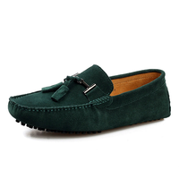 Sepatu Loafer Kasual Pria Berkualitas Grosir, Bahan Kulit, Gesper Logam, Model Flat