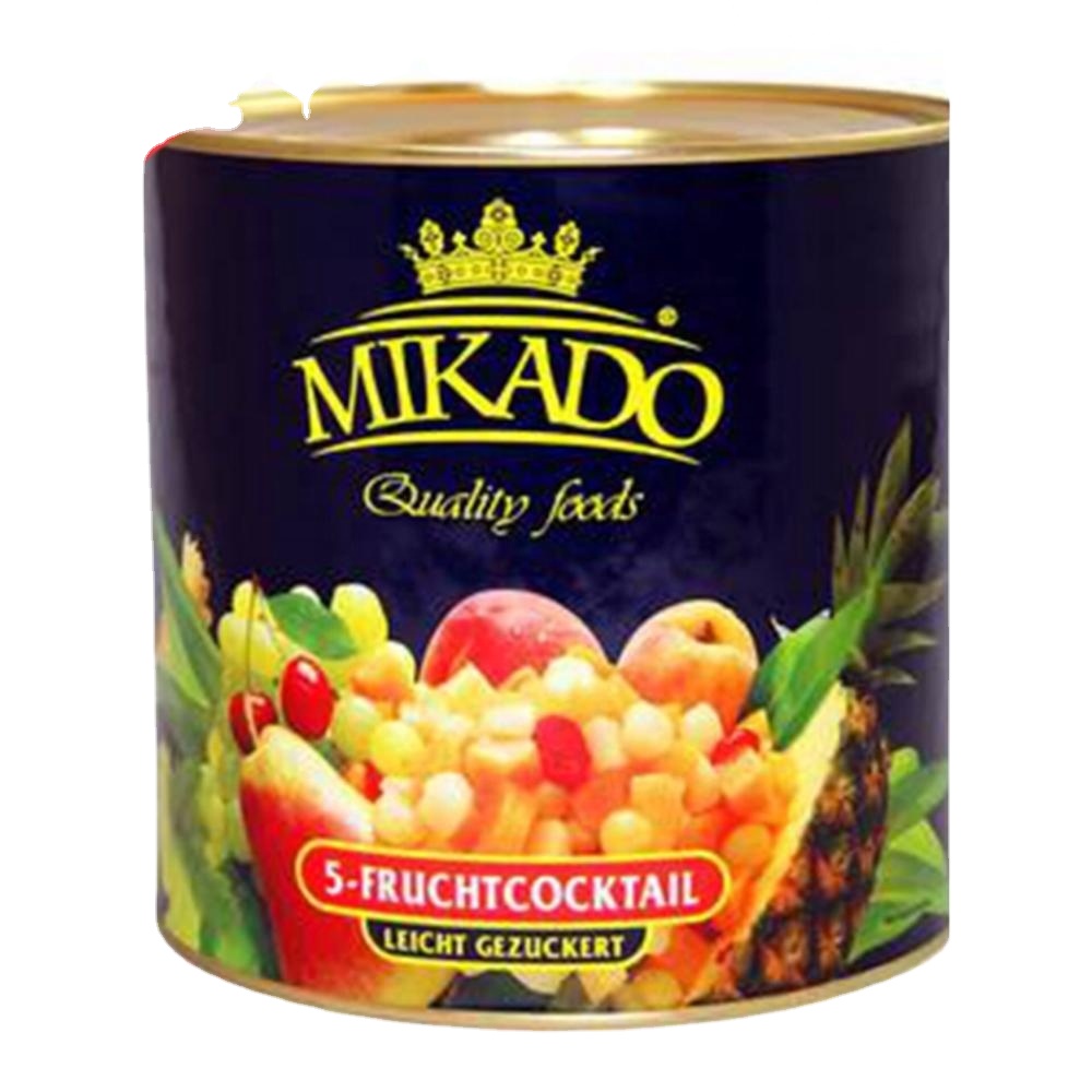 canned fruit cocktail in light syrup, mixed fruits syrup