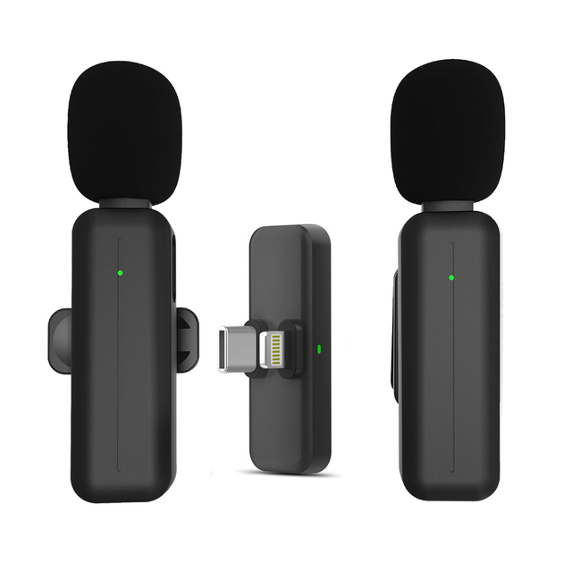 Type C Lightning Recording Mic Professional Cordless iPhone iPad Android Lapel Microphone for Live Streaming Plug Play
