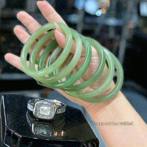 Jade Ice Thick Bracelet White Moonlight Transparent Jade Color Floating Multi-Color Flower Fashion <strong>Glass</strong> <strong>Bangles</strong> - Product Image 2