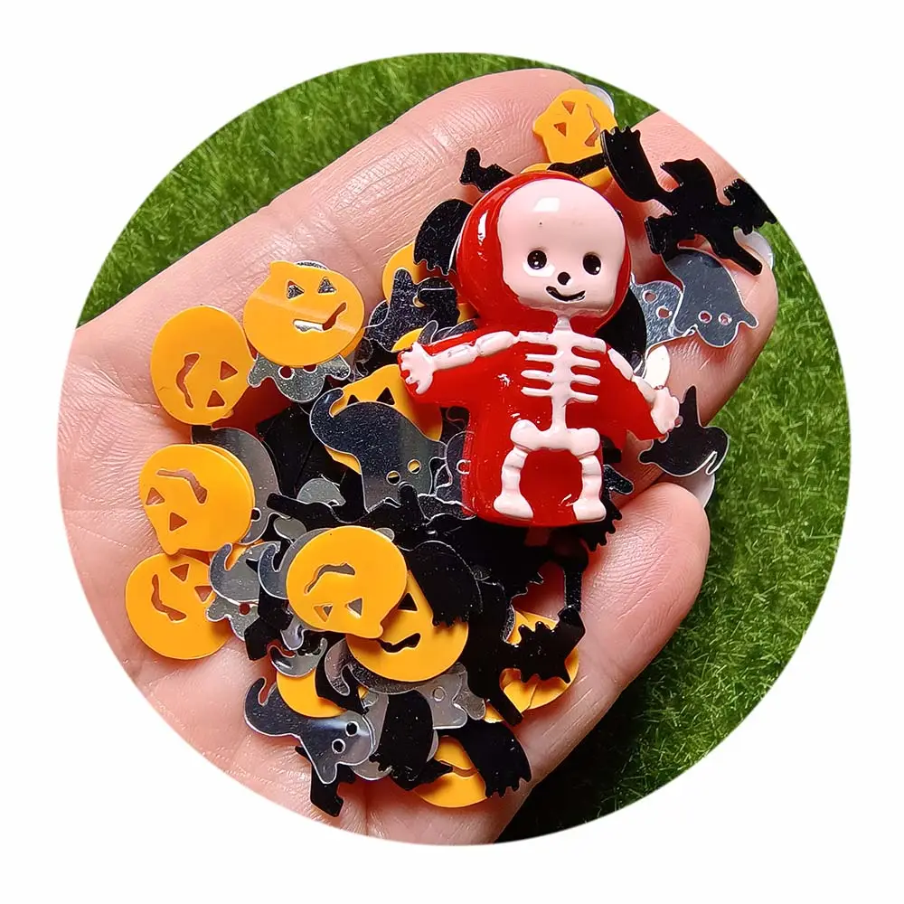 100 bags/set Halloween Charms Sticker DIY Slime Bead koleksi campuran Resin akrilik dan lembut tanah liat untuk anak-anak