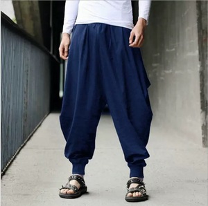 Novità 2025 <span class=keywords><strong>Pantaloni</strong></span> Harem Larghi da <span class=keywords><strong>Uomo</strong></span> di Alta Qualità, Stile Yoga Casual, Tinta Unita, Modello Hippie - Product Image 4