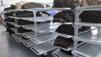 Carro de Almacenamiento de Rollos de Tela Industrial Móvil y Resistente para Fábrica de Ropa