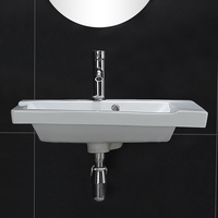Articles sanitaires en céramique d'usine OEM/ODM Évier de salle de bain Lavabo Surface solide Évier à linge monotrou Évier suspendu au mur pour salle de bain