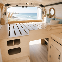Canapé-lit escamotable pour camping-car avec armoire de rangement latérale, structure en aluminium alvéolé, gain de place, installation facile, personnalisable