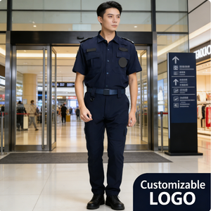 Chemise d'uniforme de sécurité blanche pour personnel, design d'été économique, pour portier, homme, noir, polyester/coton, fusion sans couture, en stock - Product Image 2