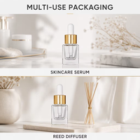 Flacons compte-gouttes rechargeables pour huiles essentielles, sérum de soin, emballage pour gouttes oculaires, bouteilles compte-gouttes en verre carrées plates de 100 ml, diffuseur à bâtonnets