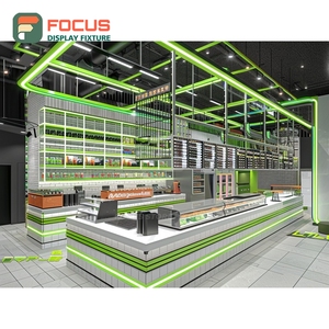 Custom Coffee Display <b>Rack</b> Open Shelf Syrup Bottle Area Oak Veneer Cafe Merchandise Display <b>Rack</b> - Product Image 3