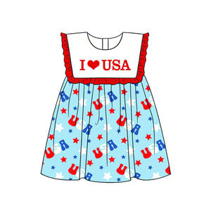 Preventa al por mayor: Ropa de fábrica boutique para hermanos, de algodón orgánico suave, con estrellas de I LOVE USA, para bebés (niñas y niños), para el 4 de julio. Pedido mínimo 5 unidades. - Product Image 2