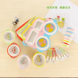 Car Shape Kids Dinner Set Bamboo Kids Dinnerware Set Baby Toddler Plate and Bowl Set Dishware Eco Friendly Tableware Kids