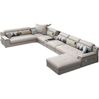Ensemble de canapés modulaires en tissu de luxe haut de gamme 7 places, multifonctionnel, pour salon, canapé d'angle en forme de U