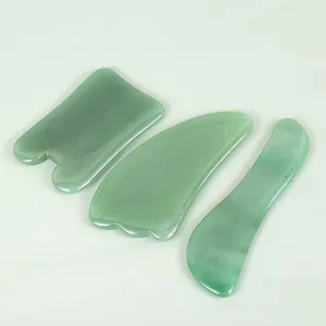 Wholesale High Quality Green Aventurine Crystal Gua Sha Massage Facial Jade Gus Sha Set
