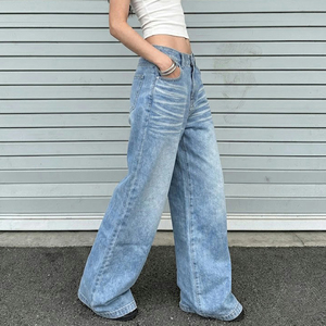 Pantalones Vaqueros Retro de Corte Recto y Talle Bajo en Azul Lavado – Estilo Urbano Único - Product Image 5